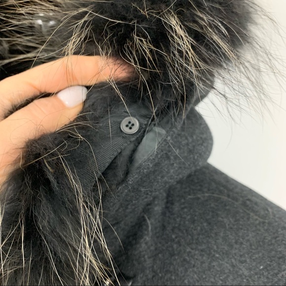 Zapa Paris wool Coat with fur trimmed hood Sz 40 8 - Picture 9 of 13